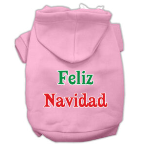 Feliz Navidad Screen Print Pet Hoodies Light Pink S (10)