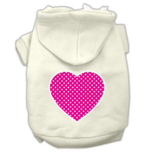 Pink Swiss Dot Heart Screen Print Pet Hoodies Cream Size Xxl (18)