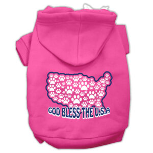 God Bless Usa Screen Print Pet Hoodies Bright Pink Size M (12)