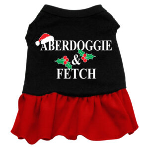 Aberdoggie Christmas Screen Print Dress Black With Red Xs (8)