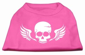 Skull Wings Screen Print Shirt Bright Pink Xs