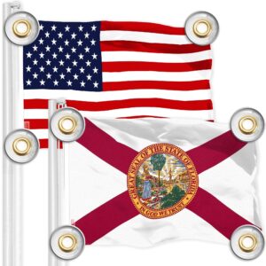 G128 Combo Pack: American USA Flag 3x5 Ft & Florida FL State Flag 3x5 Ft | Both LiteWeave Pro Series Printed 150D Polyester, 4 Corner Brass Grommets, Perfect For Balcony/Wall