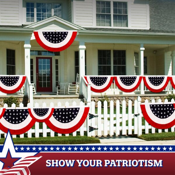 G128 - 3 Pack: USA Pleated Fan Flag 3x6FT Star Center Embroidered Polyester Stars and Stripes - Image 7