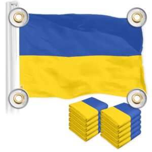 G128 10 Pack: Ukraine Ukrainian Flag | 3x5 Ft | LiteWeave Pro Series Printed 150D Polyester, 4 Corner Brass Grommets | Country Flag, Vibrant Colors, More Durable Than 100D 75D Polyester