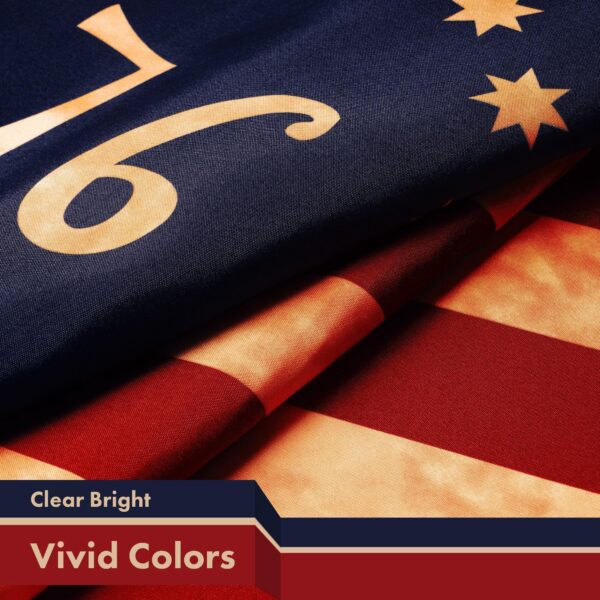 G128 Combo Pack: American USA Tea-Stained Flag 3x5 Ft & Bennington 76 Tea-Stained Flag 3x5 Ft | Both LiteWeave Pro Series Printed 300D Polyester, Brass Grommets - Image 4