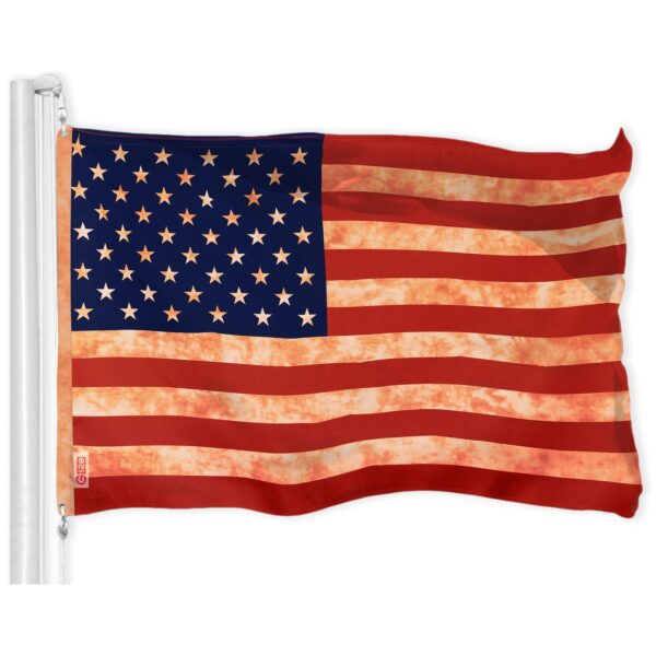 G128 Combo Pack: American USA Tea-Stained Flag 3x5 Ft & Bennington 76 Tea-Stained Flag 3x5 Ft | Both LiteWeave Pro Series Printed 300D Polyester, Brass Grommets - Image 6
