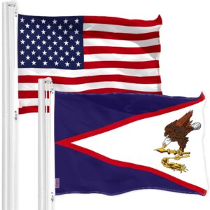 G128 Combo Pack: American USA Flag 3x5 Ft & American Samoa Flag 3x5 Ft, Both Printed 150D Polyester, Indoor/Outdoor, Brass Grommets