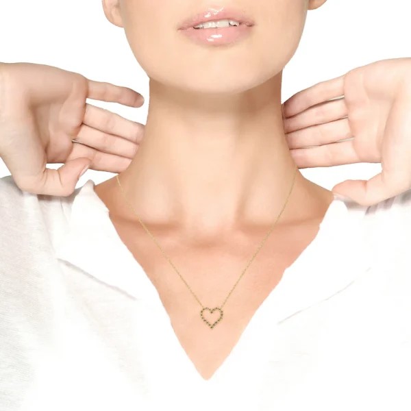10K Yellow Gold Flashed .925 Sterling Silver 1/2 Cttw Champagne Diamond Miracle Plate Heart Pendant Necklace (K-L Color, I1-I2 Clarity) - 18" - Image 4