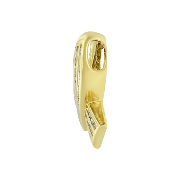 14K Yellow Gold 2 5/8 cttw Channel Set White Diamond Awareness Ribbon Pendant Necklace (G-H Color, VS1-VS2 Clarity) - NO CHAIN - Image 3
