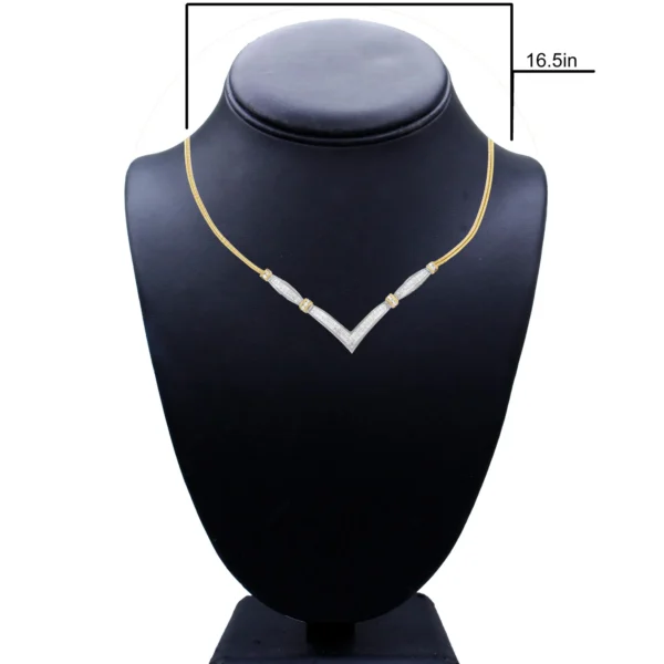 14K Yellow and White Gold 2.00 Cttw Round and Princess-Cut Diamond 'V' Shape Statement Necklace (H-I Color, SI2-I1 Clarity) - 18" - Image 5