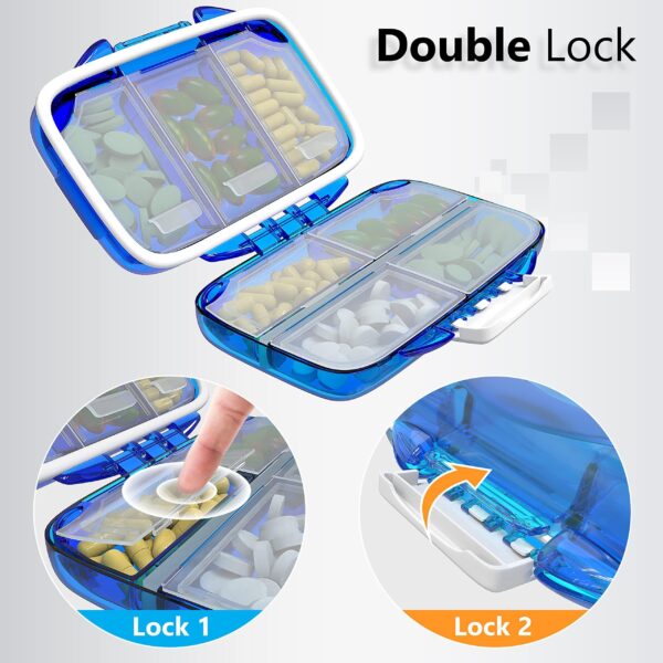 Travel Pill Organizer   Moisture Proof Pill Holder Daily Medicine Organizer Box Small Pill Case for Vitamin Supplement Pocket Pharmacy with Labels Pill Box for Purse Cute Pill Container 7 Compartments - Image 2