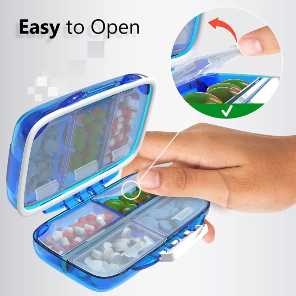 Travel Pill Organizer   Moisture Proof Pill Holder Daily Medicine Organizer Box Small Pill Case for Vitamin Supplement Pocket Pharmacy with Labels Pill Box for Purse Cute Pill Container 7 Compartments - Image 6