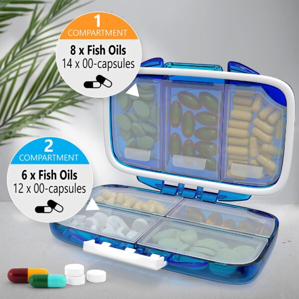 Travel Pill Organizer   Moisture Proof Pill Holder Daily Medicine Organizer Box Small Pill Case for Vitamin Supplement Pocket Pharmacy with Labels Pill Box for Purse Cute Pill Container 7 Compartments - Image 7