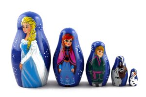 Matryoshka Matrioska Babuska Russian Nesting Wooden Doll Frozen Elsa Anna Elza Olaf Matryoshika Babushka 5 Pcs Stacking Hand Painting Nested Matriosjka Matrioska Matreshka Matrjoska Matroeska