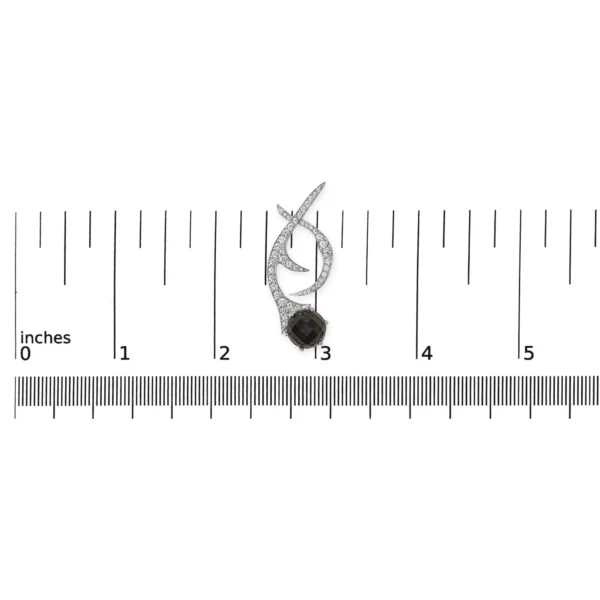 18K White Gold Earrings 1 3/5 Cttw Diamonds and Cabochon Cut Black Shell Swirl Drop Earrings (F-G Color, VS1-VS2 Clarity) - Image 5