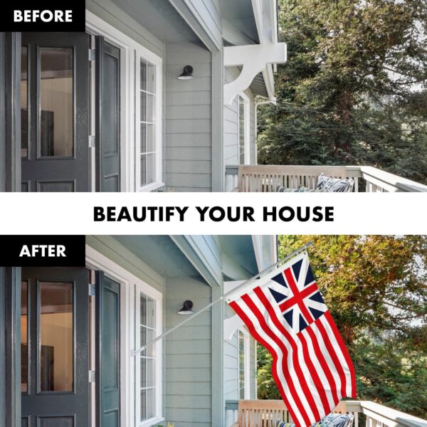 G128 Combo Pack: 6 Feet Tangle Free Spinning Flagpole (Silver) Grand Union Flag 3x5 ft Printed 150D Brass Grommets (Flag Included) Aluminum Flag Pole - Image 3