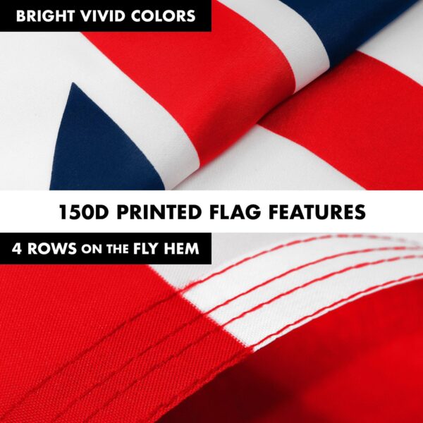 G128 Combo Pack: 6 Feet Tangle Free Spinning Flagpole (Silver) Grand Union Flag 3x5 ft Printed 150D Brass Grommets (Flag Included) Aluminum Flag Pole - Image 5