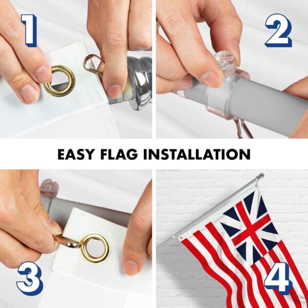 G128 Combo Pack: 6 Feet Tangle Free Spinning Flagpole (Silver) Grand Union Flag 3x5 ft Printed 150D Brass Grommets (Flag Included) Aluminum Flag Pole - Image 7