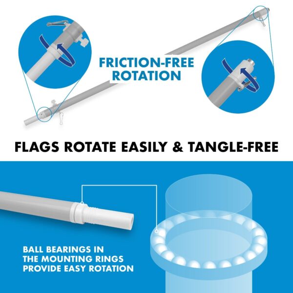 G128 Combo Pack: 6 Feet Tangle Free Spinning Flagpole (Silver) Grand Union Flag 3x5 ft Printed 150D Brass Grommets (Flag Included) Aluminum Flag Pole - Image 9