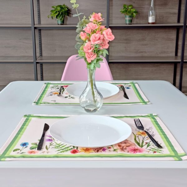 AHOLTA DESIGN Easter Floral Ornament Easter Table Runner Non Iron Stain Resistant Easter Table Cover Perfect for Spring Kitchen Indoor Dining Room Outdoor Spring Decorations Placemat 13 x19  4PCs