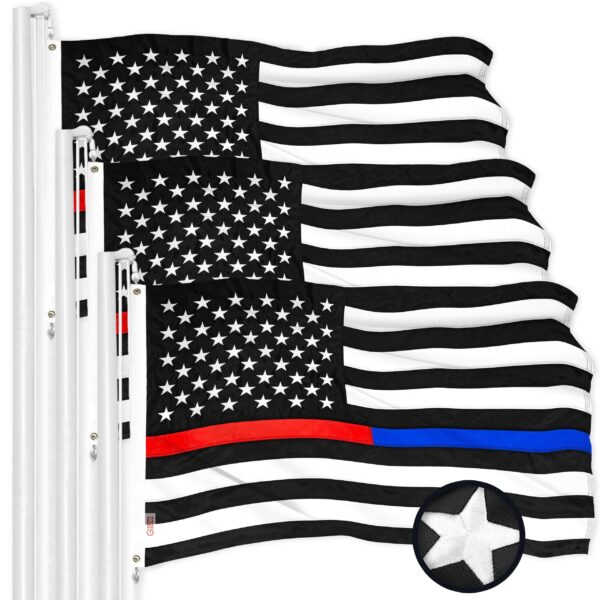 Thin Blue & Red Line State Flag 2x3FT 3-Pack Embroidered Polyester By G128