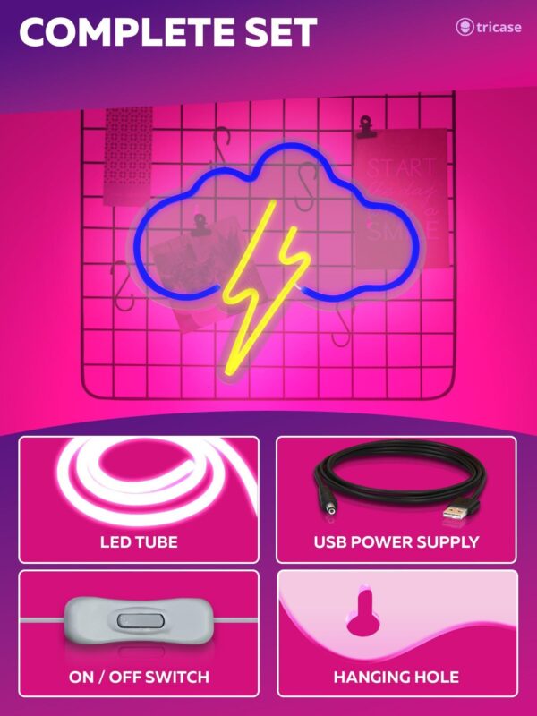 Cloud Led Cloud Light   Neon Lights 13.4 x 11.7 in Led Neon Signs For Wall Decor   USB Powered Led Signs For Bedroom Wall   Yellow Neon Signs Blue Neon Sign for Bedroom Casino Bar Hotel Play RoomL - Image 3