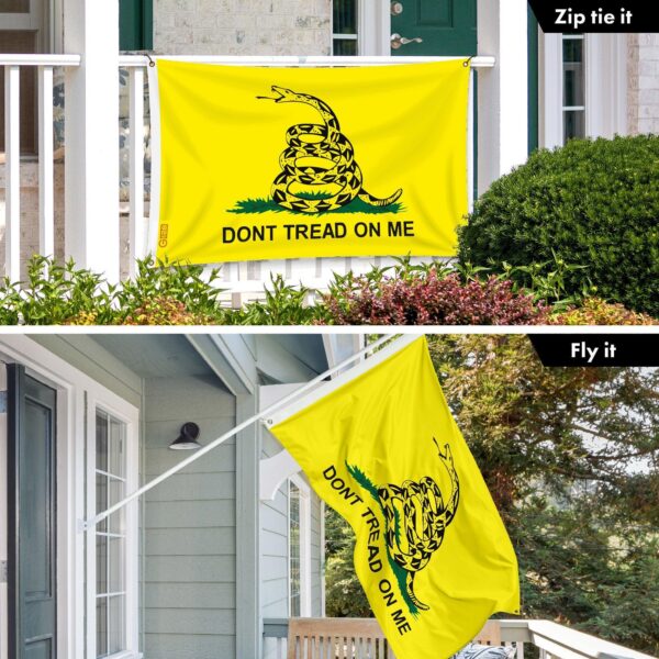 G128 2 Pack: Gadsden Don't Tread On Me Flag | 3x5 Ft | LiteWeave Pro Series Printed 150D Polyester, 4 Corner Brass Grommets | Historical Flag, Vibrant Colors, More Durable Than 100D 75D Polyester - Image 8