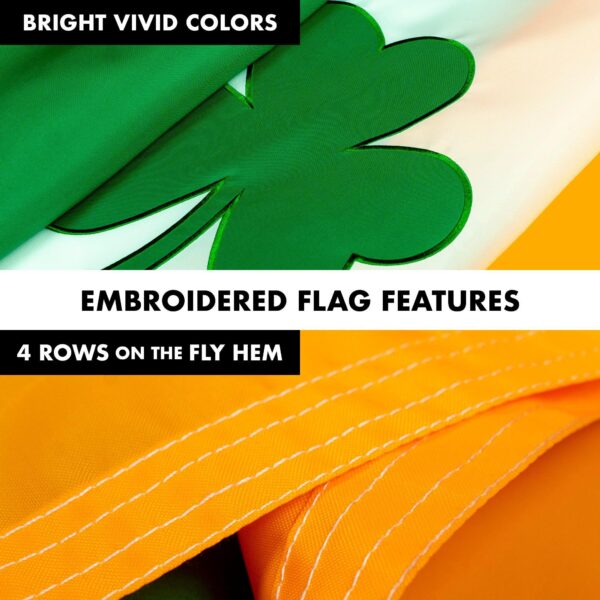 G128 Combo Pack: 5 Ft Tangle Free Aluminum Spinning Flagpole (Black) & Ireland Irish Shamrock Flag 2.5x4 Ft, ToughWeave Series Embroidered 300D Polyester | Pole with Flag Included - Image 5