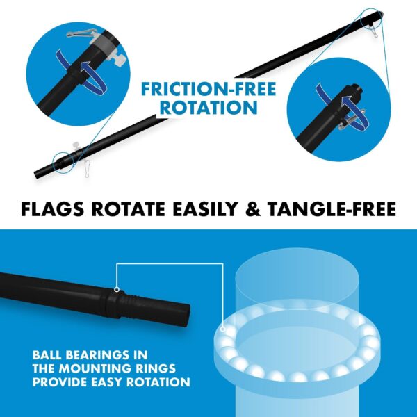 G128 Combo Pack: 5 Ft Tangle Free Aluminum Spinning Flagpole (Black) & Ireland Irish Shamrock Flag 2.5x4 Ft, ToughWeave Series Embroidered 300D Polyester | Pole with Flag Included - Image 9
