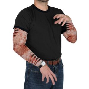 Beistle Zombie Bite Party Sleeves 1 Pair Halloween Wearing Apparel Costume Accessory One Size Red Black Tan