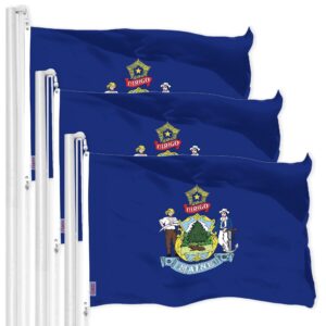 G128 3 Pack: Maine ME State Flag | 3x5 Ft | LiteWeave Pro Series Printed 150D Polyester | Indoor/Outdoor, Vibrant Colors, Brass Grommets, Thicker and More Durable Than 100D 75D Polyester
