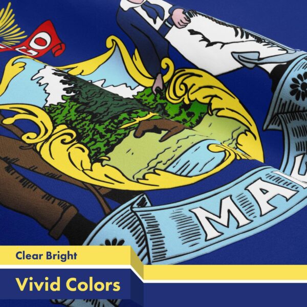 G128 3 Pack: Maine ME State Flag | 3x5 Ft | LiteWeave Pro Series Printed 150D Polyester | Indoor/Outdoor, Vibrant Colors, Brass Grommets, Thicker and More Durable Than 100D 75D Polyester - Image 3