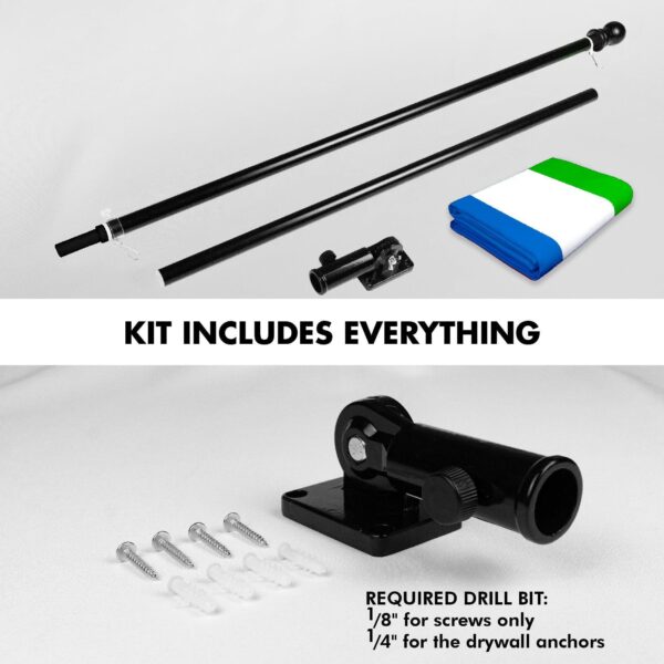 G128 Combo Pack: 6 Ft Tangle Free Aluminum Spinning Flagpole (Black) & Sierra Leone Sierra Leonean Flag  3x5 Ft LiteWeave Pro Series Printed 150D Polyester | Pole with Flag Included - Image 2