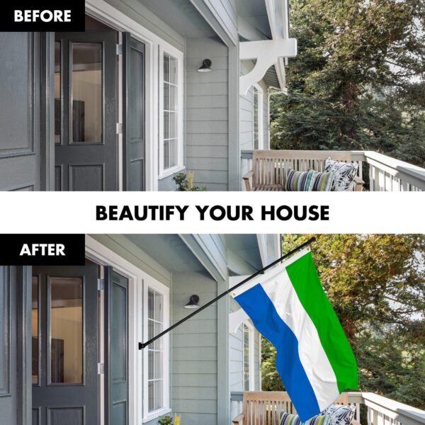 G128 Combo Pack: 6 Ft Tangle Free Aluminum Spinning Flagpole (Black) & Sierra Leone Sierra Leonean Flag  3x5 Ft LiteWeave Pro Series Printed 150D Polyester | Pole with Flag Included - Image 3