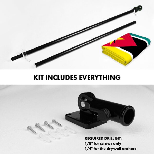 G128 Combo Pack: 6 Ft Tangle Free Aluminum Spinning Flagpole (Black) & Mozambique Mozambican Flag  3x5 Ft LiteWeave Pro Series Printed 150D Polyester | Pole with Flag Included - Image 2