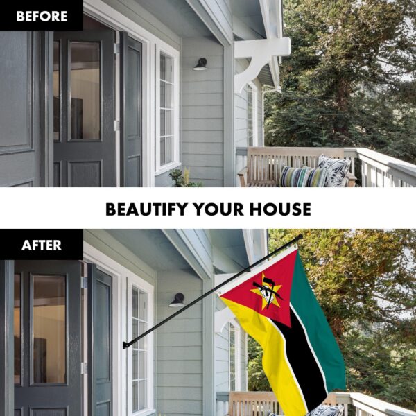 G128 Combo Pack: 6 Ft Tangle Free Aluminum Spinning Flagpole (Black) & Mozambique Mozambican Flag  3x5 Ft LiteWeave Pro Series Printed 150D Polyester | Pole with Flag Included - Image 3