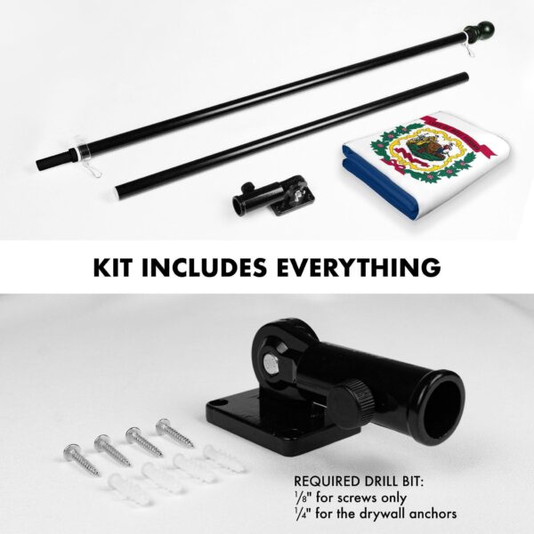 G128 Combo Pack: 6 Ft Tangle Free Spinning Flagpole (Black) & West Virginia Flag 3x5 Ft Printed 150D Polyester, Brass Grommets (Flag Included) Aluminum Flag Pole - Image 2