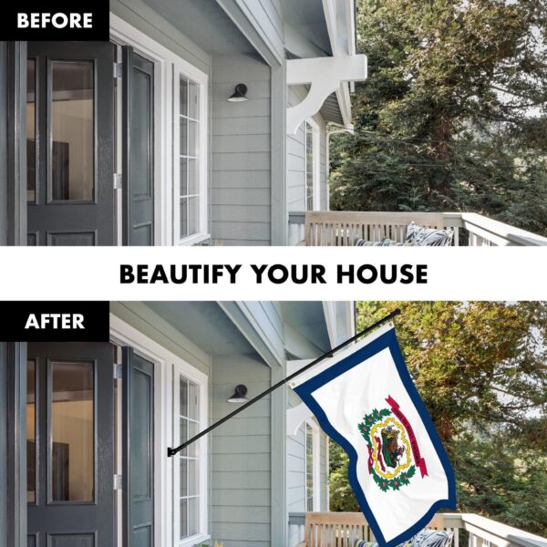 G128 Combo Pack: 6 Ft Tangle Free Spinning Flagpole (Black) & West Virginia Flag 3x5 Ft Printed 150D Polyester, Brass Grommets (Flag Included) Aluminum Flag Pole - Image 3