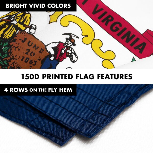 G128 Combo Pack: 6 Ft Tangle Free Spinning Flagpole (Black) & West Virginia Flag 3x5 Ft Printed 150D Polyester, Brass Grommets (Flag Included) Aluminum Flag Pole - Image 5