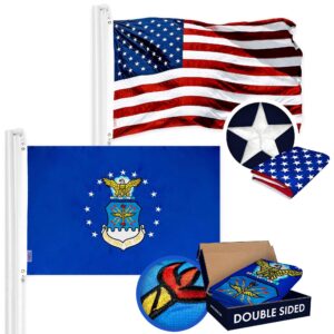 G128 Combo Pack: American USA Flag ToughWeave Series 2x3 Ft Single Sided & US Air Force Flag Double Sided 2x3 Ft Double ToughWeave Series | Both Embroidered Polyester, Brass Grommets