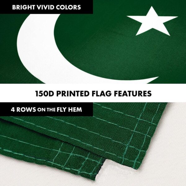 G128 Combo Pack: 6 Ft Tangle Free Spinning Flagpole (White) & Pakistan Flag 3x5 Ft Printed 150D Polyester, Brass Grommets (Flag Included) Aluminum Flag Pole - Image 5