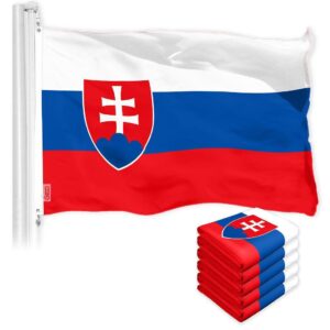 G128 5 Pack: Slovakia Slovakian Flag | 3x5 Ft | LiteWeave Pro Series Printed 150D Polyester | Country Flag, Indoor/Outdoor, Vibrant Colors, Brass Grommets, Thicker and More Durable Than 100D 75D Poly