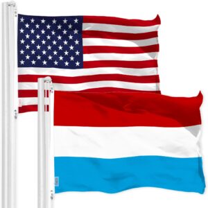 G128 Combo Pack: American USA Flag 3x5 Ft & Luxembourg Luxembourgers Flag | Both LiteWeave Pro Series Printed 150D Polyester, Brass Grommets