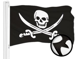 G128 Pirate Jolly Roger Swords Flag | 2.5x4 Ft | ToughWeave Series Embroidered 300D Polyester | Novelty Flag, Embroidered Design, Indoor/Outdoor, Brass Grommets