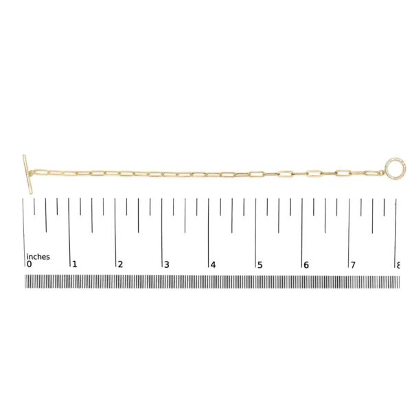 14KT Yellow Gold 1/4ct Cttw Diamond Bar and Hoop Toggle Paperclip Chain Bracelet (I-J Color, I1-I2 Clarity) - 7.25" - Image 5