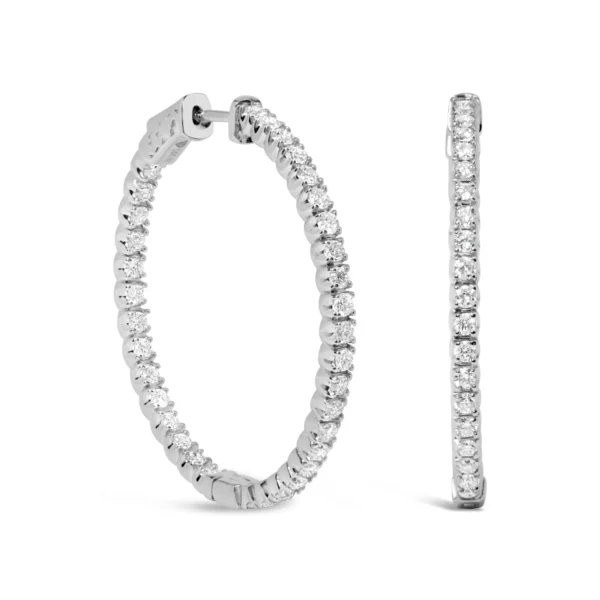 14K White Gold 1 3/4 Cttw Lab Grown Diamond Inside Out Hoop Earrings (G-H Color, VS2-SI1 Clarity) - Image 2