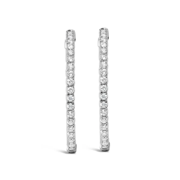 14K White Gold 1 3/4 Cttw Lab Grown Diamond Inside Out Hoop Earrings (G-H Color, VS2-SI1 Clarity) - Image 3
