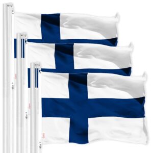 Finland Finnish Flag 3x5 Ft 3-Pack Printed 150D Polyester