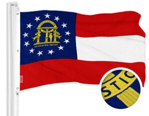 Georgia GA State Flag | 6x10 Ft | ToughWeave Series Embroidered 600D Polyester | Embroidered Design Indoor Outdoor Brass Grommets