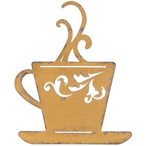 Everydecor Yellow Metal Coffee Cup Wall Decor